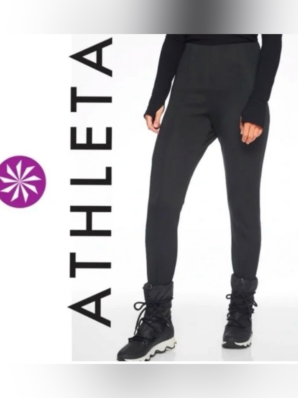 Athleta Butte Peak Ski Snow Stirrup Pants Black 383898 Size 2